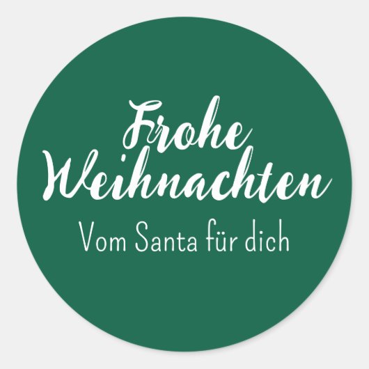 Frohe Weihnachten green Merry Christmas in German  Ronde Sticker (Voorkant)