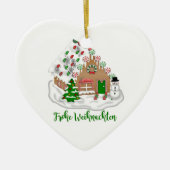 Frohe Weihnachten Herzanhänger Keramik Baumschmuck Keramisch Ornament (Voorkant)