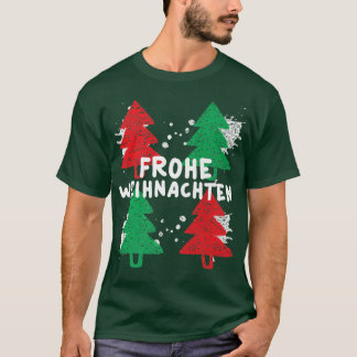Frohe Weihnachten kerstboom Green en Red Tre T-shirt