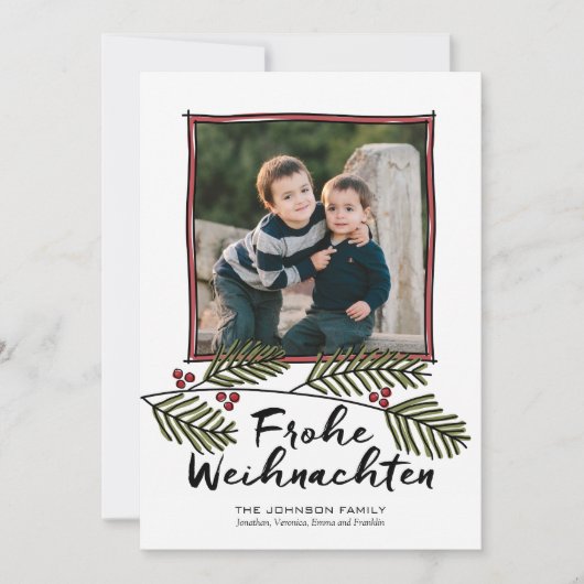 Frohe Weihnachten kerstfoto's boombijkantoor Feestdagenkaart (Voorkant)