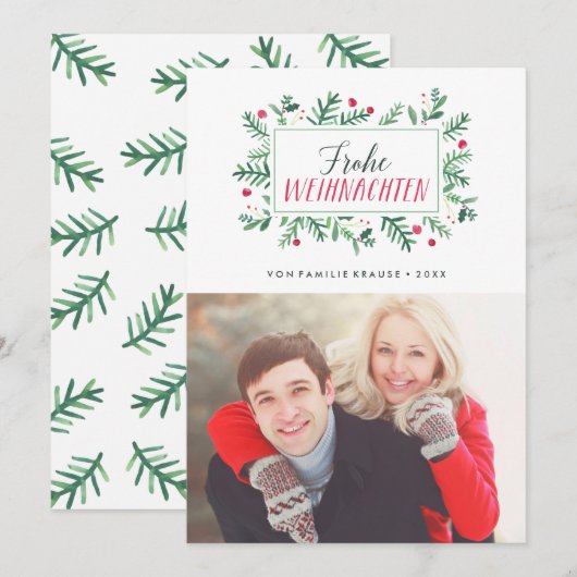 Frohe Weihnachten Laub | Weihnachtskarte Feestdagenkaart (Voorkant / Achterkant)