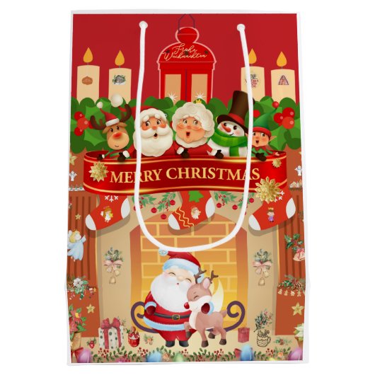 Frohe Weihnachten Medium Cadeauzakje (Achterkant)