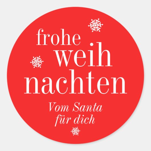 Frohe Weihnachten Merry Christmas German  Ronde Sticker (Voorkant)