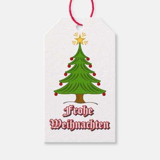 Frohe Weihnachten met boom Cadeaulabel (Voorkant)