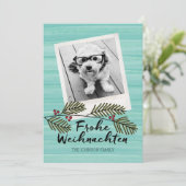 Frohe Weihnachten Mod Waterverf 1 Foto Feestdagenkaart (Staand voorkant)