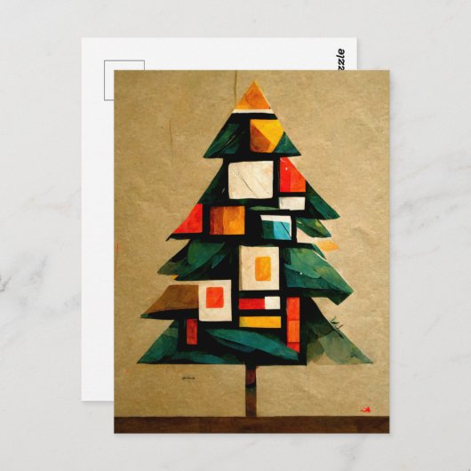Frohe Weihnachten. Moderner Tannbaum im Kubismus. Briefkaart (Voorkant / Achterkant)