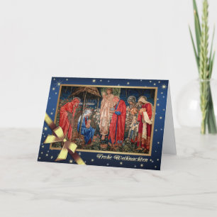 Frohe Weihnachten. Nativiteitskaart in het Duits Feestdagen Kaart