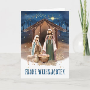 Frohe Weihnachten. Nativiteitskaart in het Duits Feestdagen Kaart