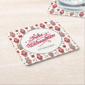 Frohe Weihnachten Personalized Kartonnen Onderzetters (Schuin)
