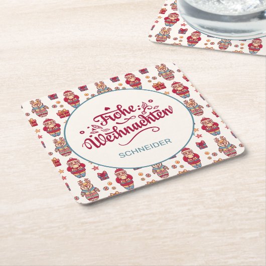 Frohe Weihnachten Personalized Kartonnen Onderzetters (Schuin)