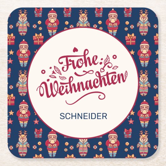 Frohe Weihnachten Personalized Kartonnen Onderzetters (Voorkant)