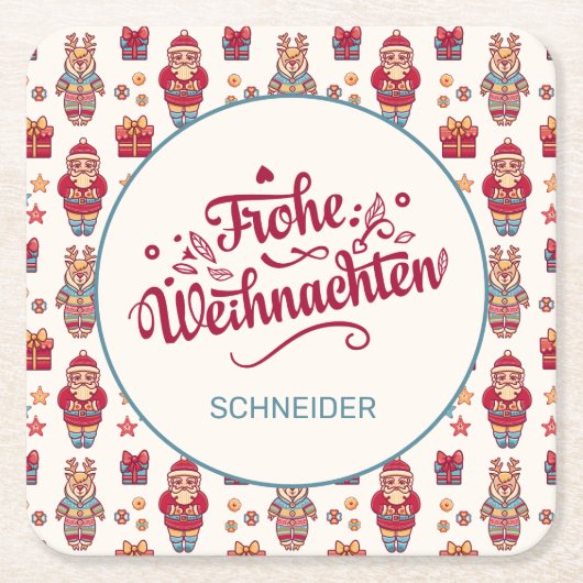 Frohe Weihnachten Persoonlijk Kartonnen Onderzetters (Voorkant)
