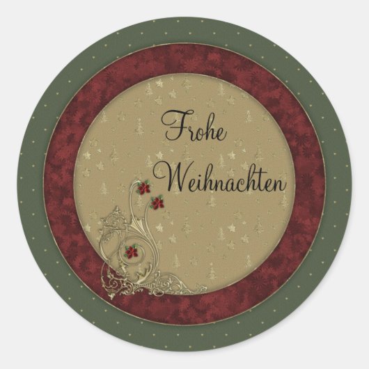 Frohe Weihnachten Ronde Sticker (Voorkant)