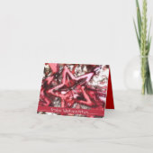 Frohe Weihnachten, roter glänzender Stern Feestdagen Kaart (Voorkant)