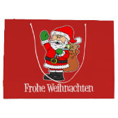 Frohe Weihnachten Santa German Merry Kerstry Groot Cadeauzakje (Achterkant)