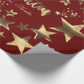 Frohe Weihnachten Stars Red Gold Elegant Kerstmis Cadeaupapier (Hoek)