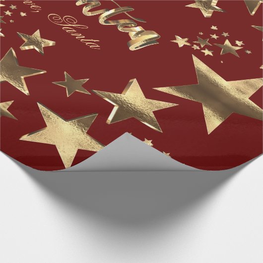 Frohe Weihnachten Stars Red Gold Elegant Kerstmis Cadeaupapier (Hoek)