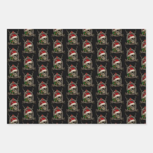 Frohe Weihnachten Totenschädel Stern Banner Mütze Inpakpapier Vel (Voorkant 3)