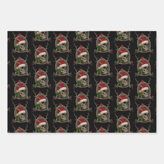 Frohe Weihnachten Totenschädel Stern Banner Mütze Inpakpapier Vel (Voorkant 2)