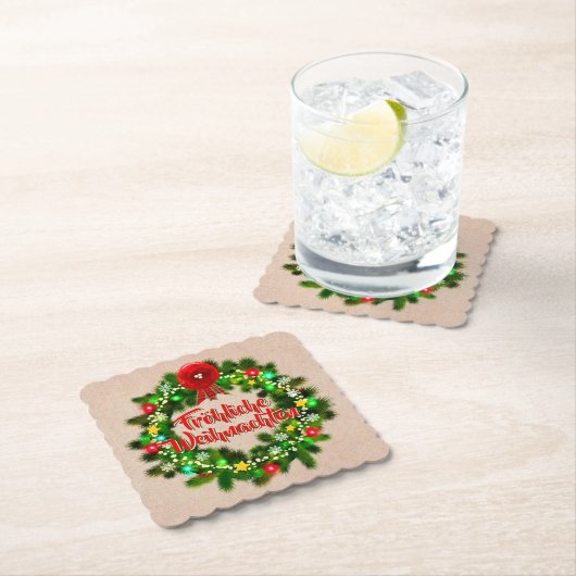 Frohe Weihnachten Untersetzer Kerstmis Kartonnen Onderzetters (Insitu)
