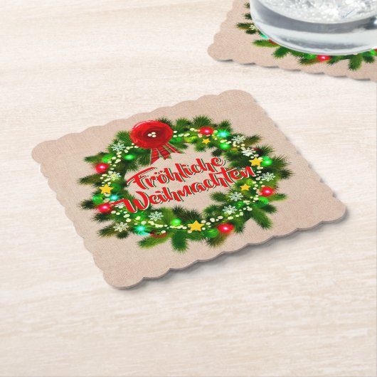 Frohe Weihnachten Untersetzer Kerstmis Kartonnen Onderzetters (Gebogen)
