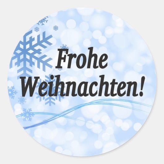 Frohe Weihnachten! Vrolijk kerstfeest in Duitse bf Ronde Sticker (Voorkant)