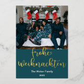 Frohe Weihnachten, vrolijk kerstfeest in het Duits Folie Feestdagenkaart (Voorkant)