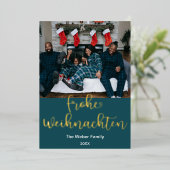 Frohe Weihnachten, vrolijk kerstfeest in het Duits Folie Feestdagenkaart (Staand Voorkant)