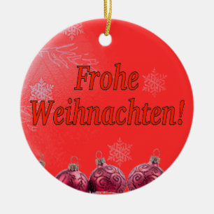 Frohe Weihnachten! Vrolijk kerstfeest in het Duits Keramisch Ornament