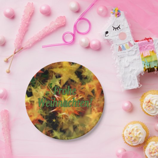 Frohe Weihnachten! Vrolijk kerstfeest in het Duits Papieren Bordje (Feest)