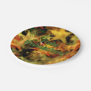 Frohe Weihnachten! Vrolijk kerstfeest in het Duits Papieren Bordje