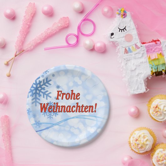 Frohe Weihnachten! Vrolijk kerstfeest in het Duits Papieren Bordje (Feest)