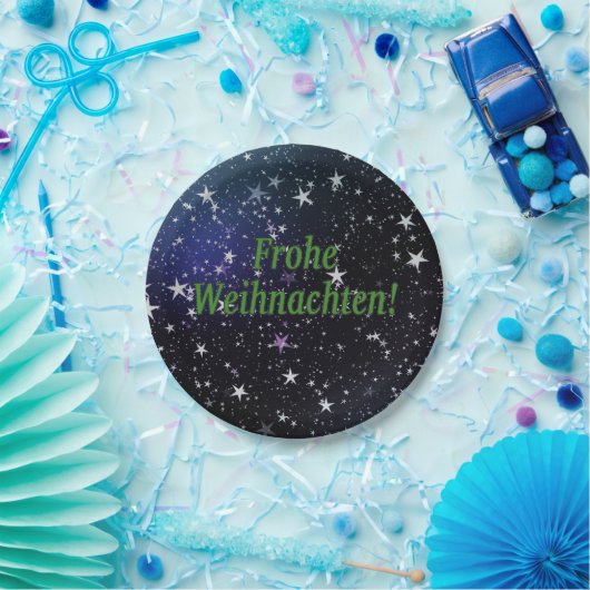 Frohe Weihnachten! Vrolijk kerstfeest in het Duits Papieren Bordje (Feest)