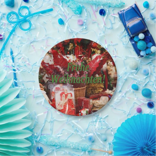 Frohe Weihnachten! Vrolijk kerstfeest in het Duits Papieren Bordje (Feest)