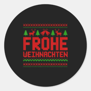 Frohe Weihnachten Vrolijk Kerstfeest in het Duits  Ronde Sticker