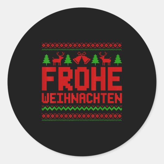 Frohe Weihnachten Vrolijk Kerstfeest in het Duits  Ronde Sticker (Voorkant)