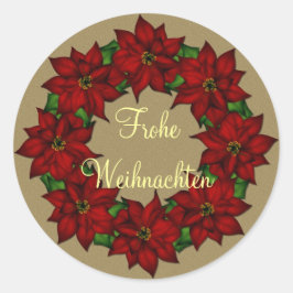 Frohe Weihnachten - Weihnachtsstern Motiv Ronde Sticker