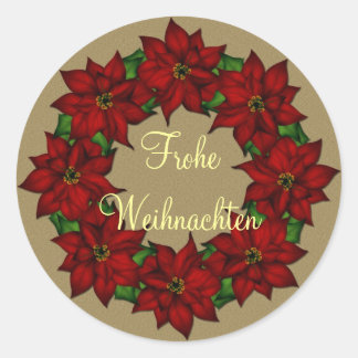 Frohe Weihnachten - Weihnachtsstern Motiv Ronde Sticker