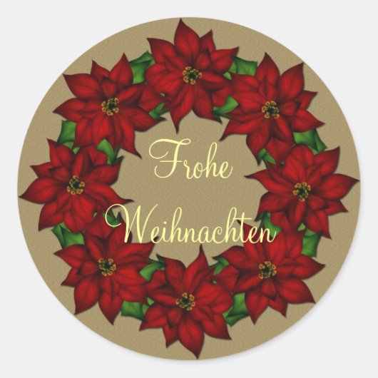 Frohe Weihnachten - Weihnachtsstern Motiv Ronde Sticker (Voorkant)