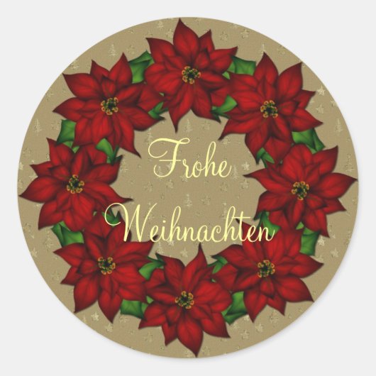 Frohe Weihnachten - Weihnachtsstern Motiv Ronde Sticker (Voorkant)