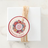 Frohe Weihnachten Wreath Bedankjes Labels (In situ)