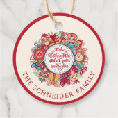 Frohe Weihnachten Wreath Bedankjes Labels (Achterkant)