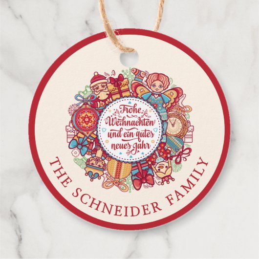 Frohe Weihnachten Wreath Bedankjes Labels (Achterkant)