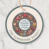 Frohe Weihnachten Wreath Bedankjes Labels (Achterkant)