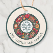 Frohe Weihnachten Wreath Bedankjes Labels (Voorkant)