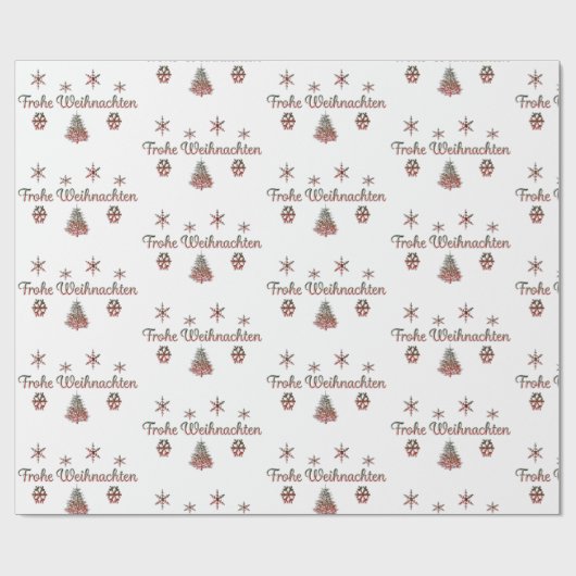 Frohe Weihnachten- x mas German Wrapping Paper Cadeaupapier (Vlak)