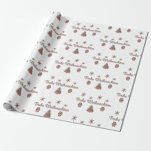 Frohe Weihnachten- x mas German Wrapping Paper Cadeaupapier (Uitgerold)
