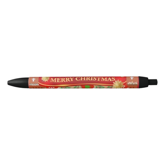 Frohe Weihnachten Zwarte Inkt Pen (Voorkant)