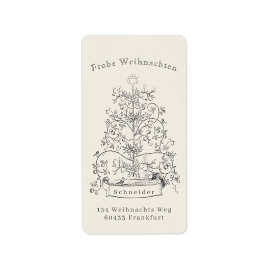 Frohe Weihnacten Duitse Kerst Etiket (Voorkant)