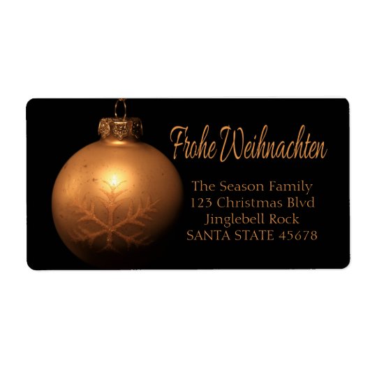 Frohe Weinachten Golden ornament label (Voorkant)